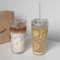 StripeGlass 20oz Glass Cup With Lid And Straw Transparent Drinking Glass For Juice Water Iced Cof 4