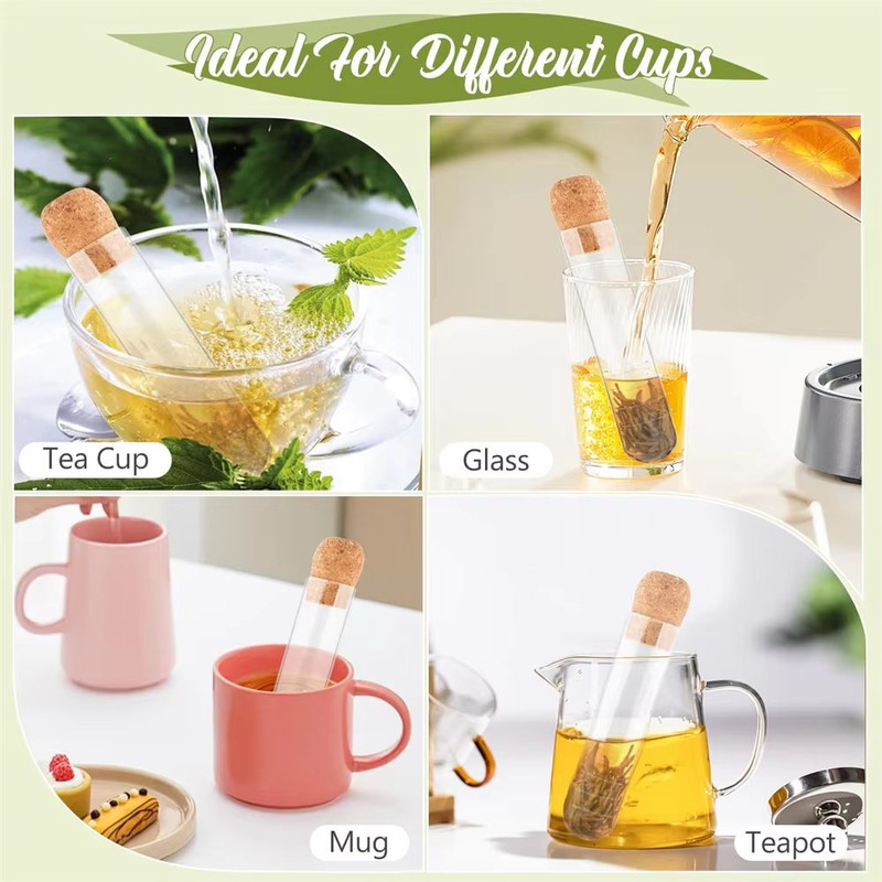 ClearBrew Glass Tea Infuser With Cork Lid Transparent LooseLeaf Steeper And Strainer For Tea Cups 5