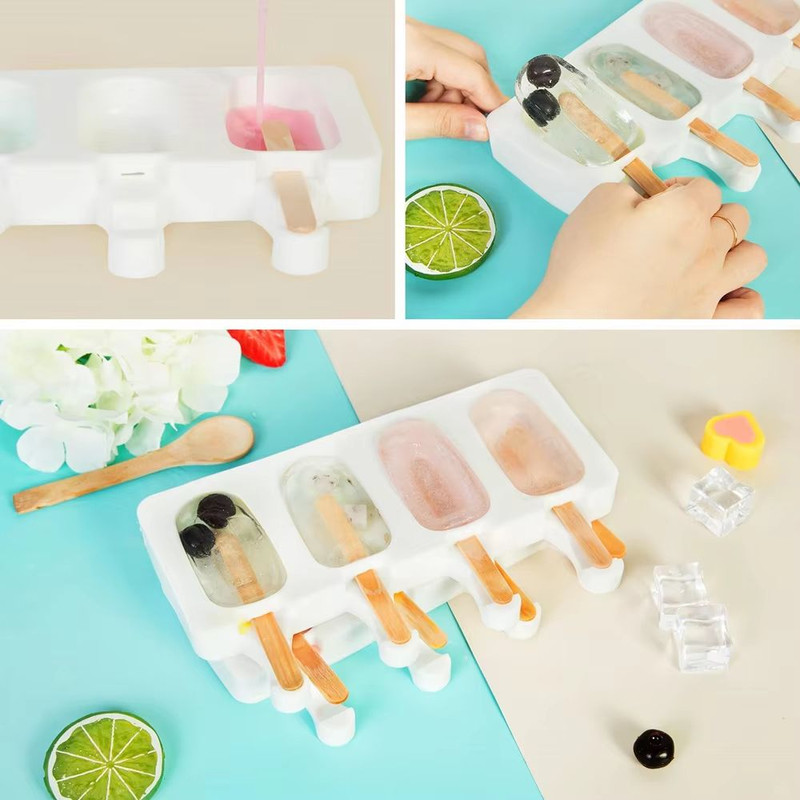 PopCraft Silicone Popsicle Mold Set With 50 Wooden Sticks 3 Piece DIY Molds For Ice Cream Cake Po 1