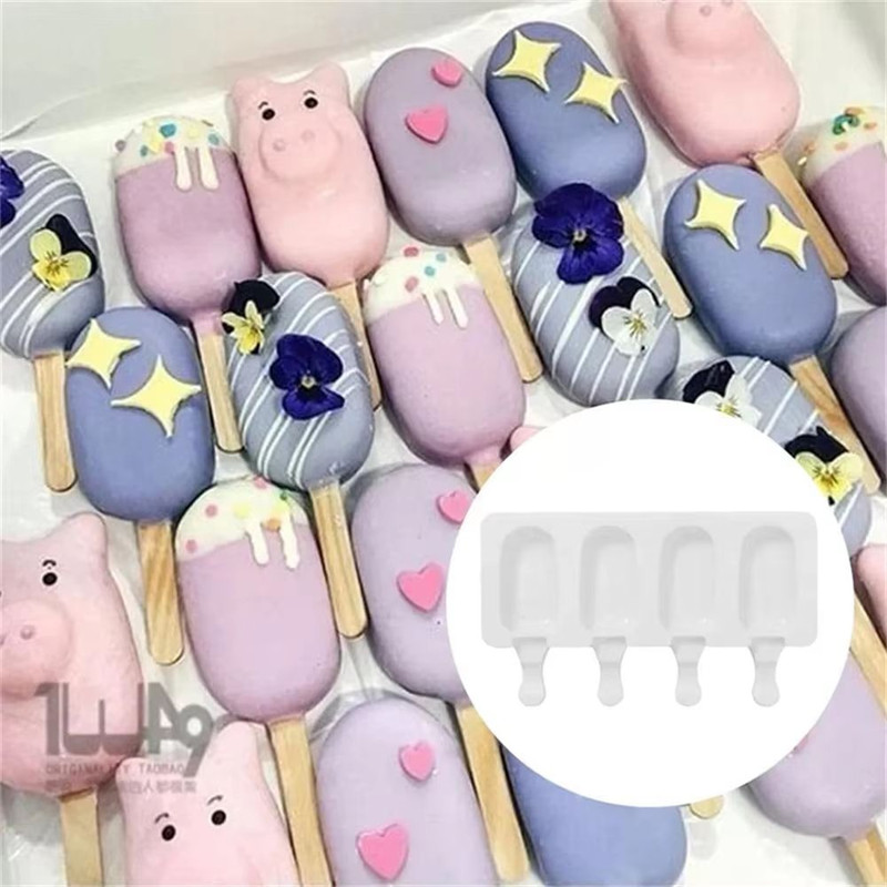 PopCraft Silicone Popsicle Mold Set With 50 Wooden Sticks 3 Piece DIY Molds For Ice Cream Cake Po 5
