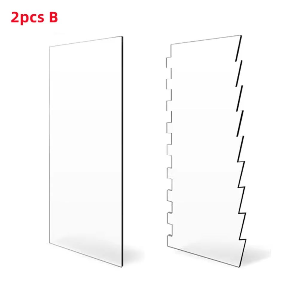 Clear Acrylic Cake Scraper Comb Set 2Piece Contour Stripe Buttercream Edge Tool 7