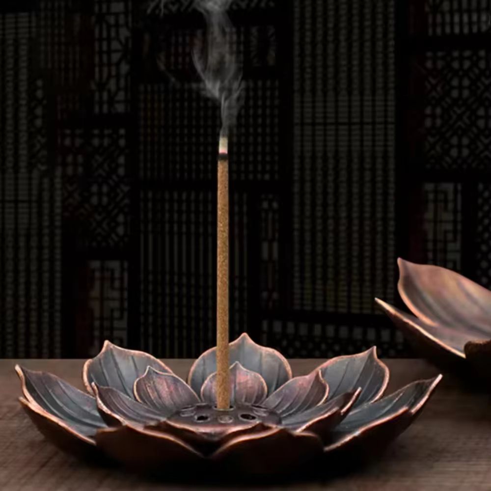 Lotus Alloy Incense Burner And Stick Holder For Meditation And Home Decor 0
