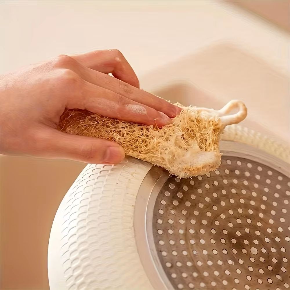 Natural Luffa Dish Sponge Eco Friendly Non Scratch Kitchen Scrubber 2