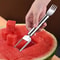 2 In 1 Stainless Steel Watermelon Cube Cutter Fork Dual Head Fruit Slicer Tool 0