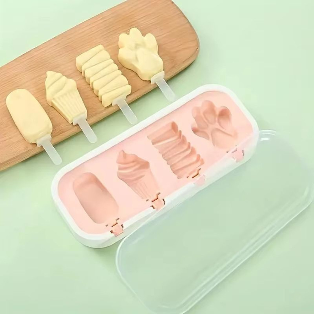 BPA Free Silicone Popsicle Mold For DIY Homemade Ice Cream And Fun Cartoon Shapes With Lid And Stic 3