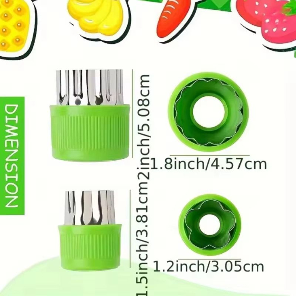 9 Piece Star Heart Shape Vegetable Cutter Set Plastic Handle Portable Cooking Tools Stainless Steel 3