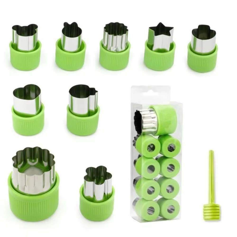9 Piece Star Heart Shape Vegetable Cutter Set Plastic Handle Portable Cooking Tools Stainless Steel 5