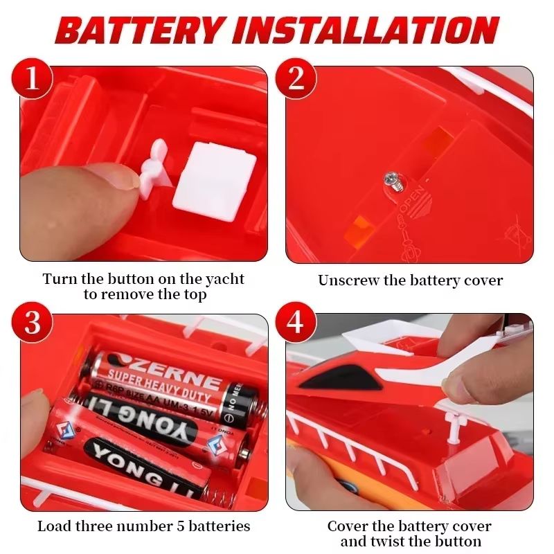 Mini RC High Speed Boat Waterproof Remote Control Speedboat Toy For Kids 4