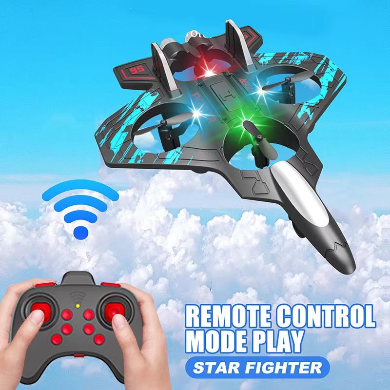 RC Fighter Jet Drone Mini Remote Control Stunt Airplane With Lights For Kids Adults 0