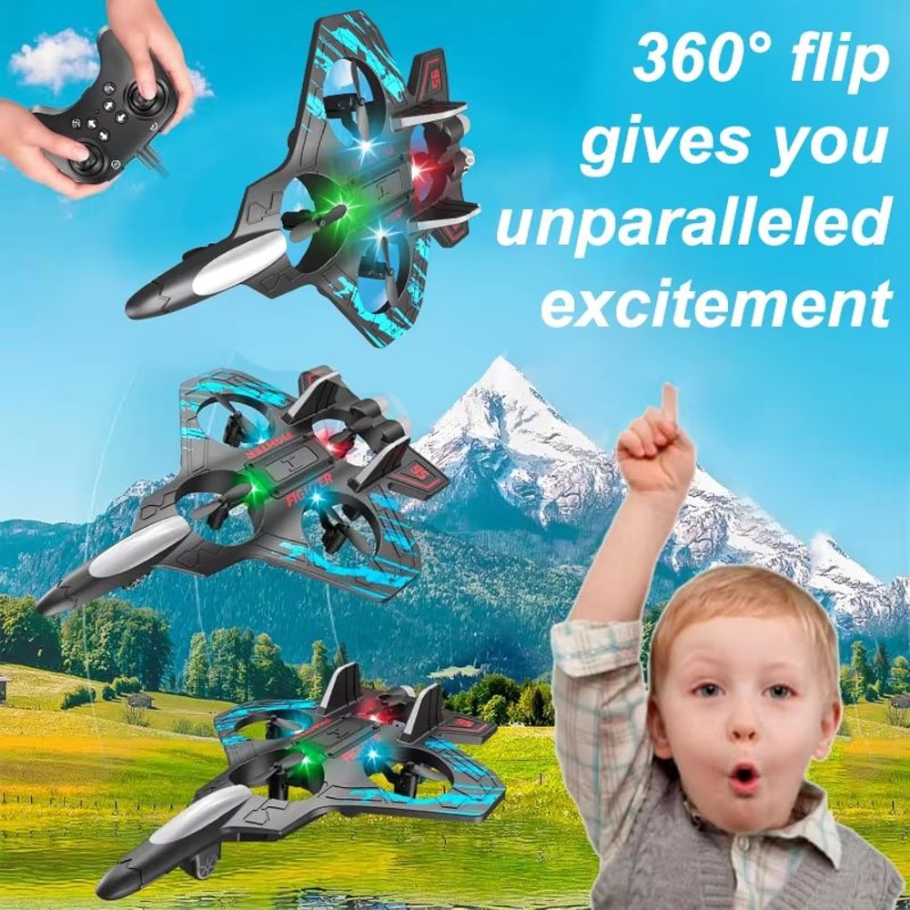 RC Fighter Jet Drone Mini Remote Control Stunt Airplane With Lights For Kids Adults 1