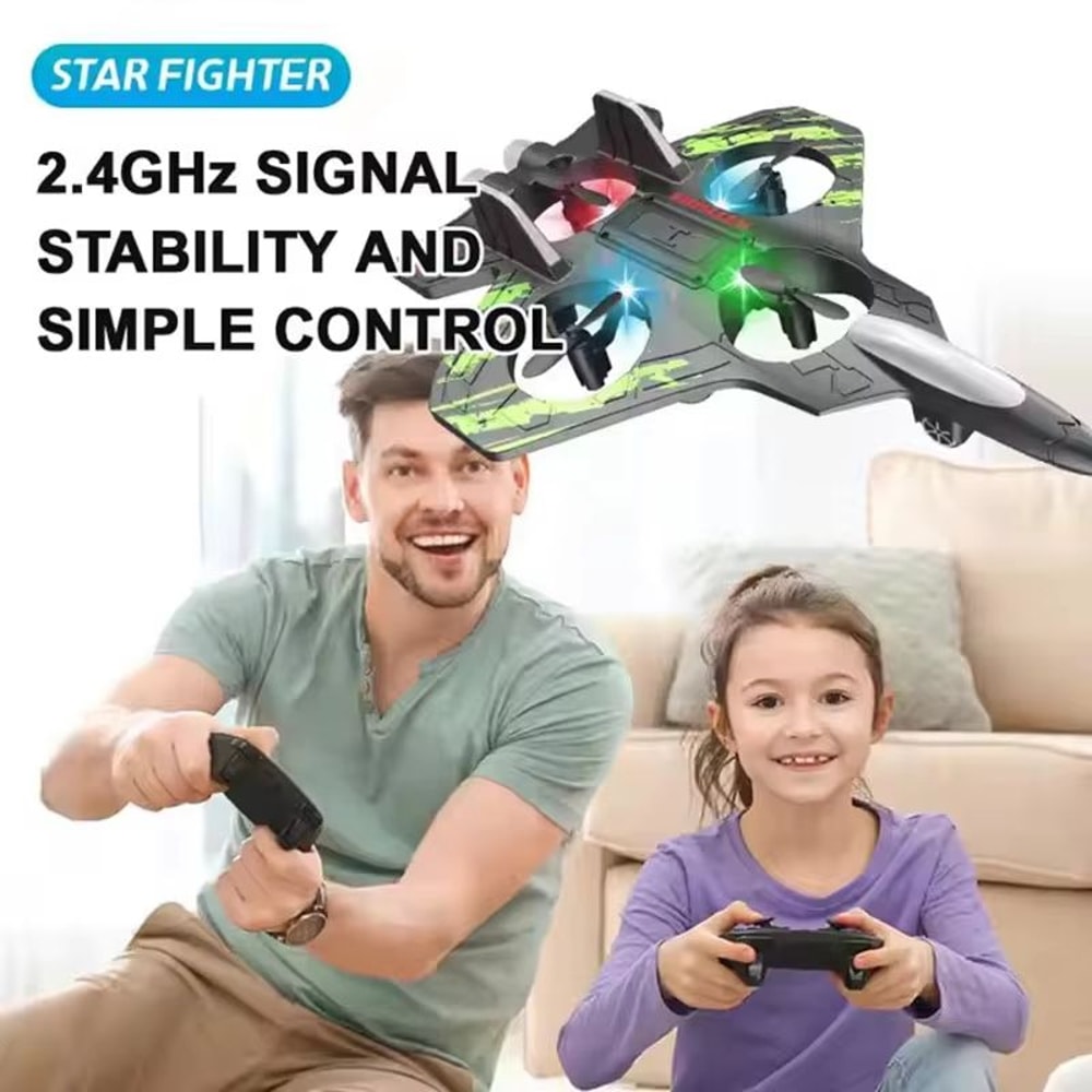 RC Fighter Jet Drone Mini Remote Control Stunt Airplane With Lights For Kids Adults 3