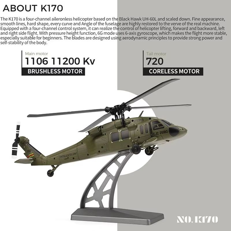 K170 UH60L RC Helicopter With Altitude Hold And 6Axis Gyroscope 5