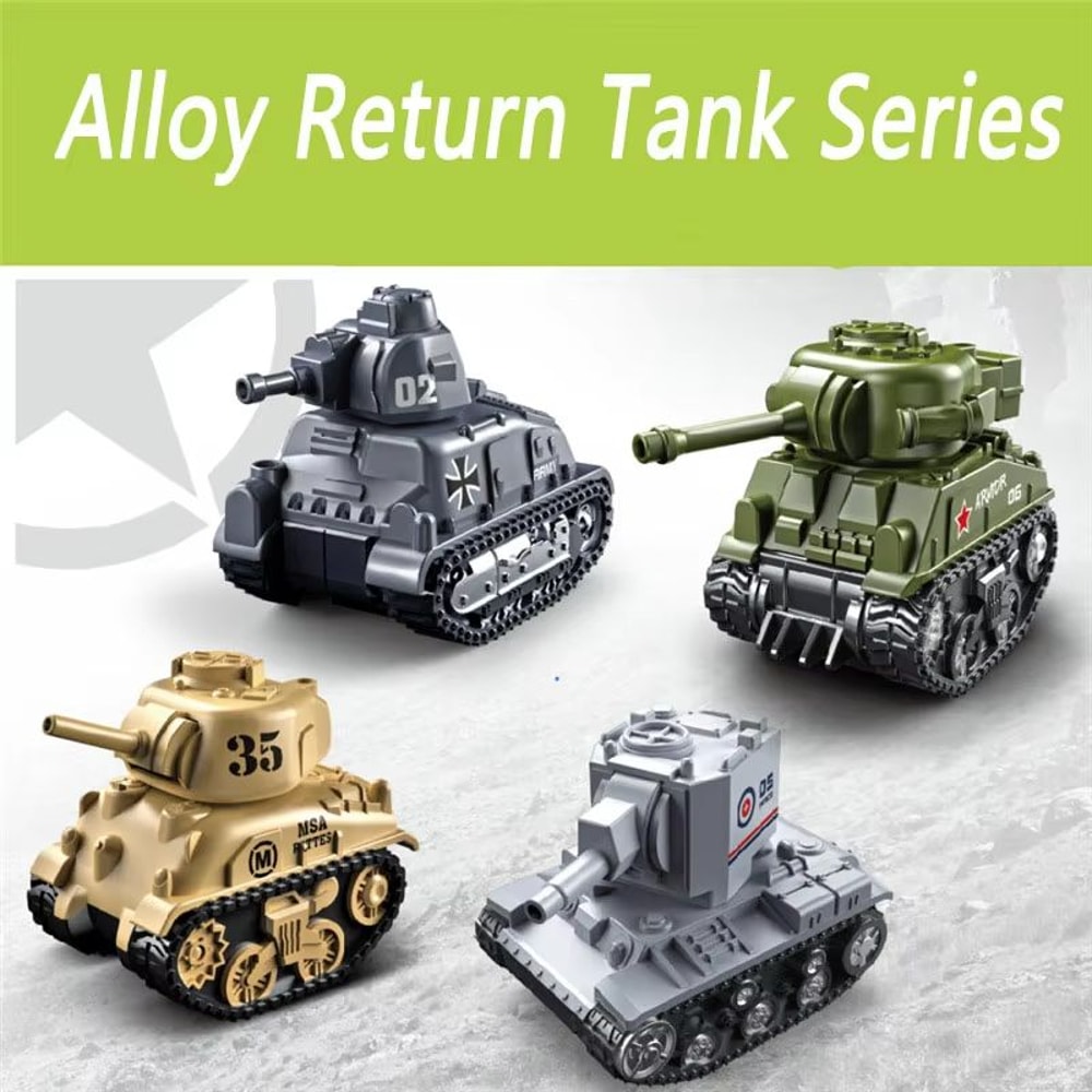 ArmourPull 4Piece Alloy Armored Tank Car Model Set For Kids Collectors 1