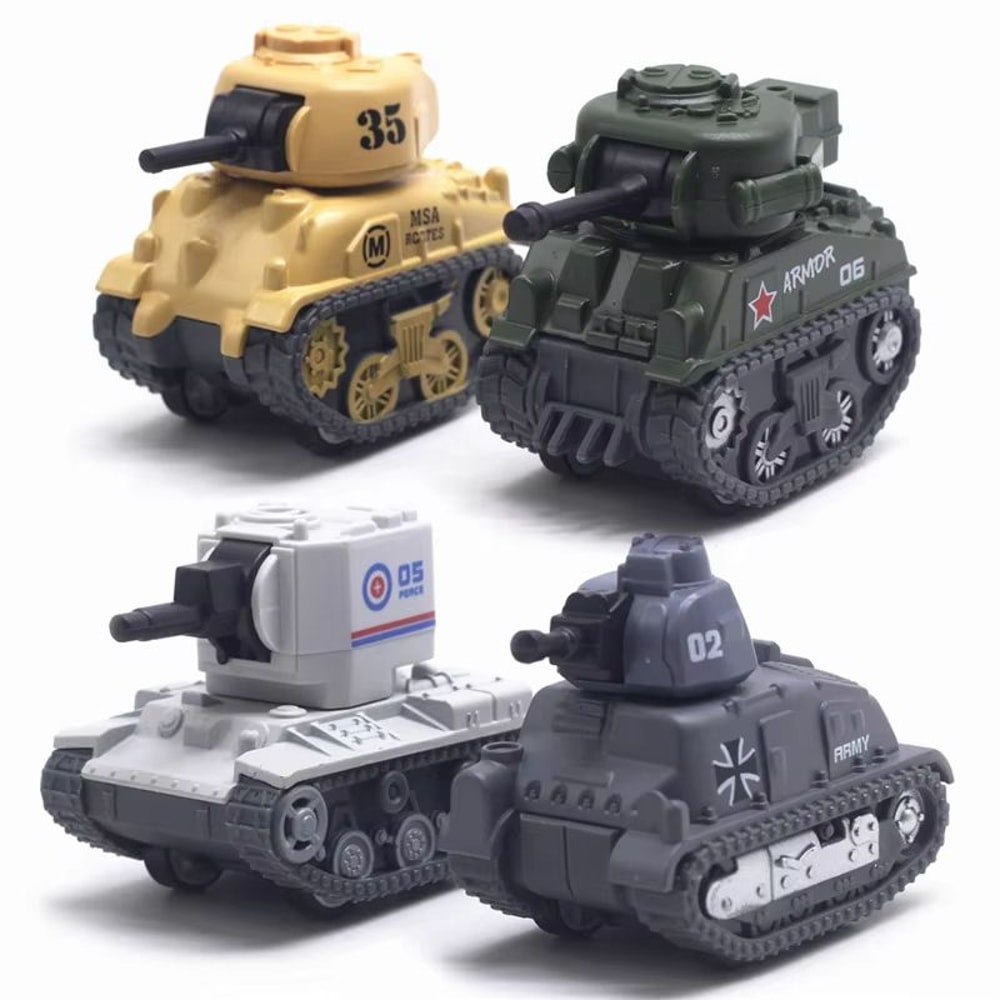 ArmourPull 4Piece Alloy Armored Tank Car Model Set For Kids Collectors 4