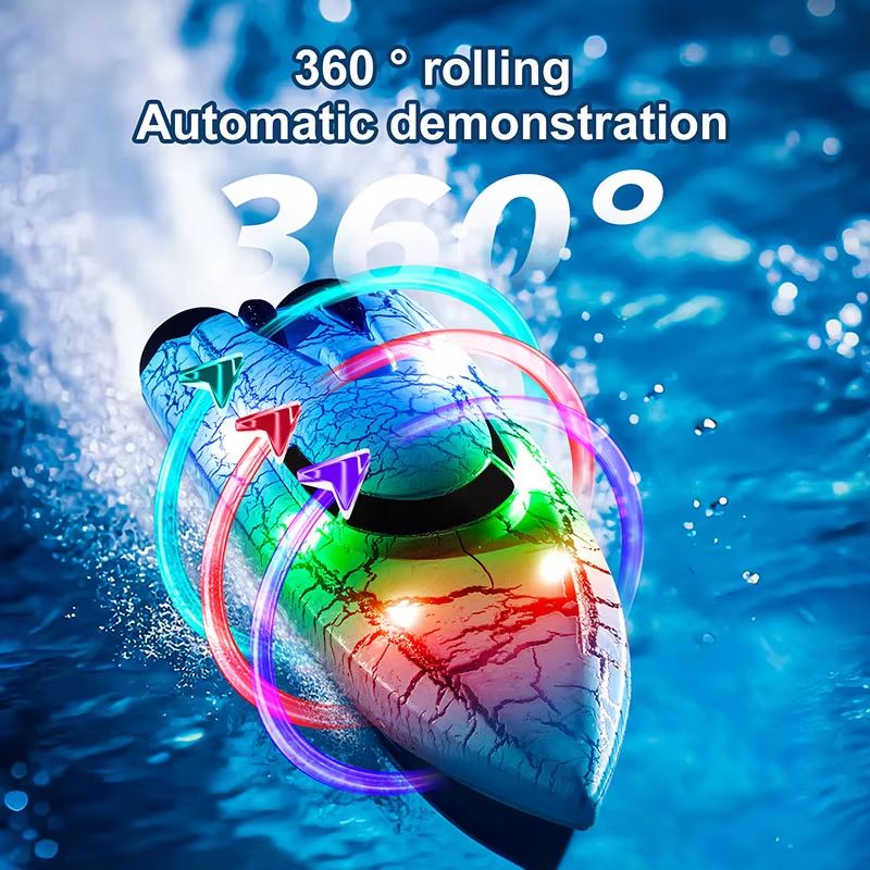 WaveMaster 24 GHz Waterproof RC Racing Boat With 360 Flip LED Effects 2