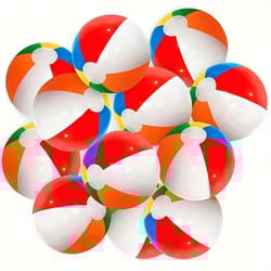 splashparty 10-piece inflatable beach ball set – colorful pool & party water game balls
