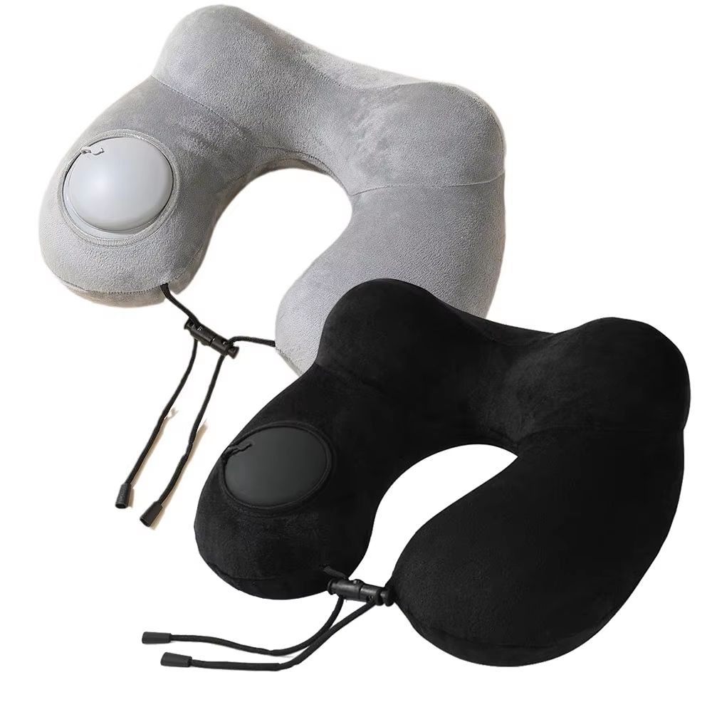 PressEase Inflatable Travel Neck Pillow Compact PressToInflate Cushion For Travel Camping Busines 0