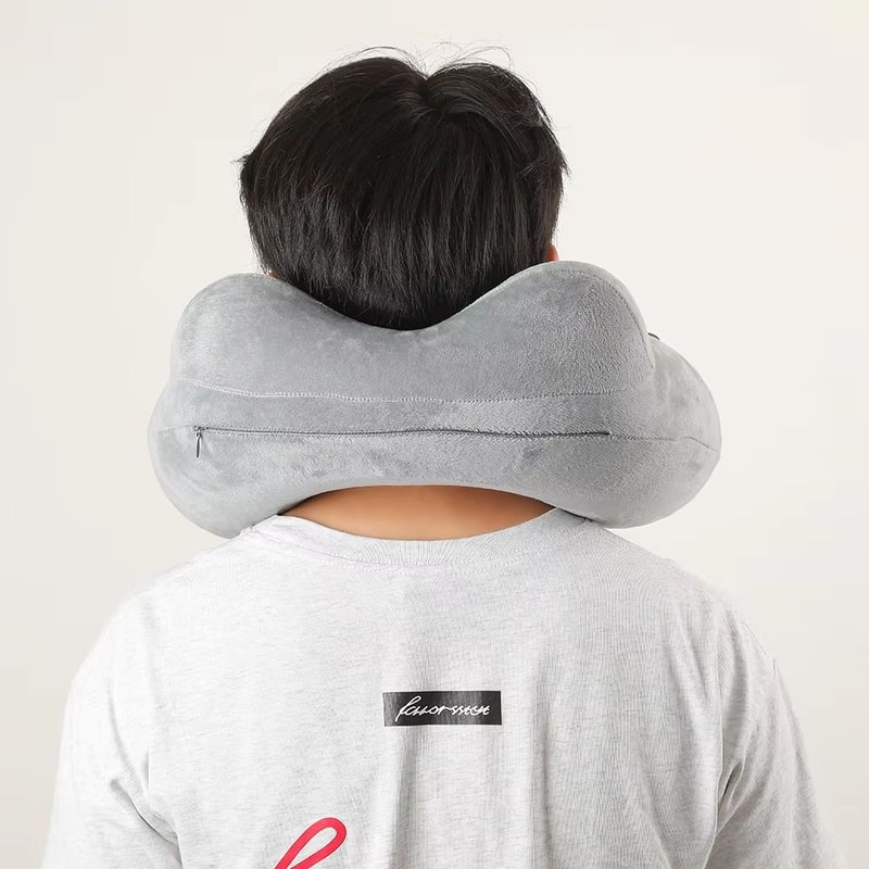 PressEase Inflatable Travel Neck Pillow Compact PressToInflate Cushion For Travel Camping Busines 2