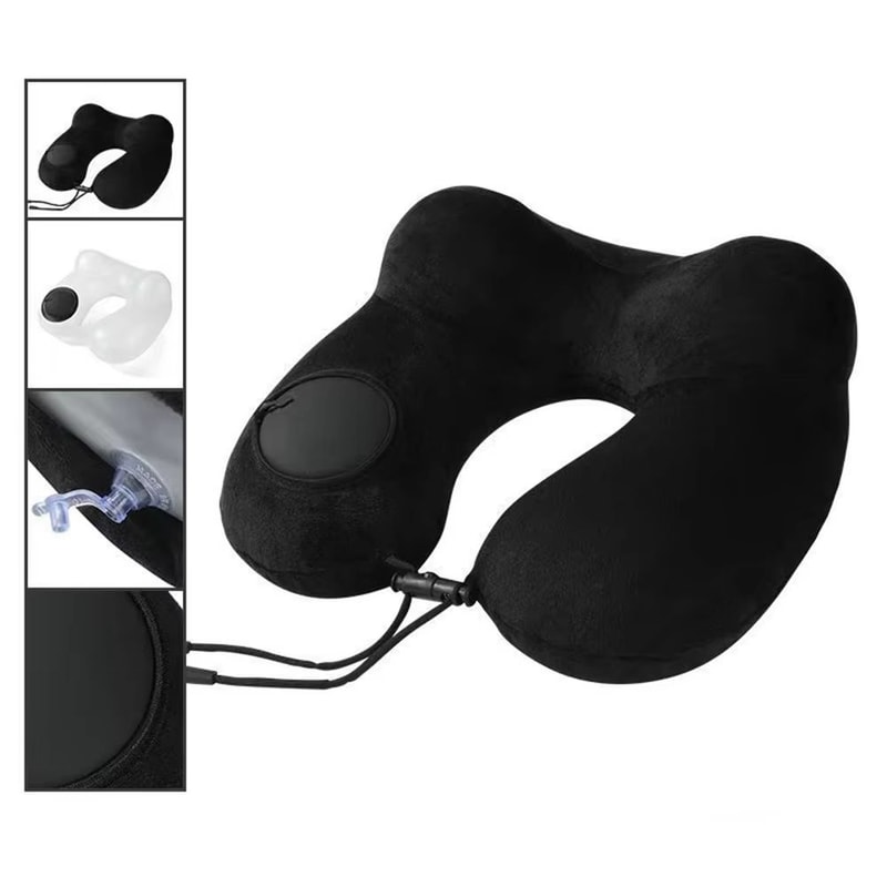 PressEase Inflatable Travel Neck Pillow Compact PressToInflate Cushion For Travel Camping Busines 3