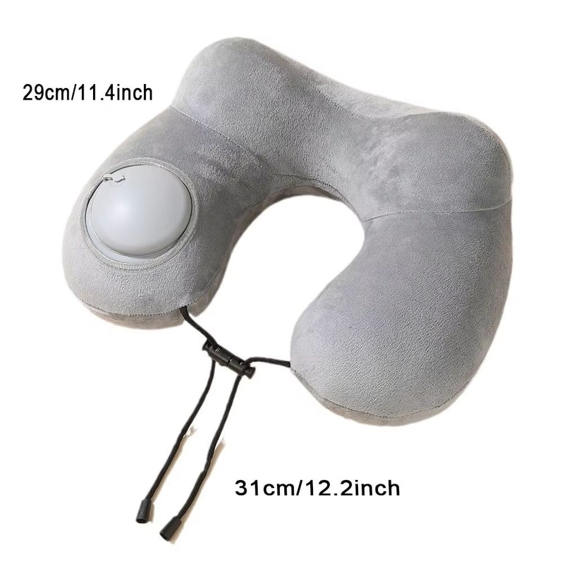 PressEase Inflatable Travel Neck Pillow Compact PressToInflate Cushion For Travel Camping Busines 4