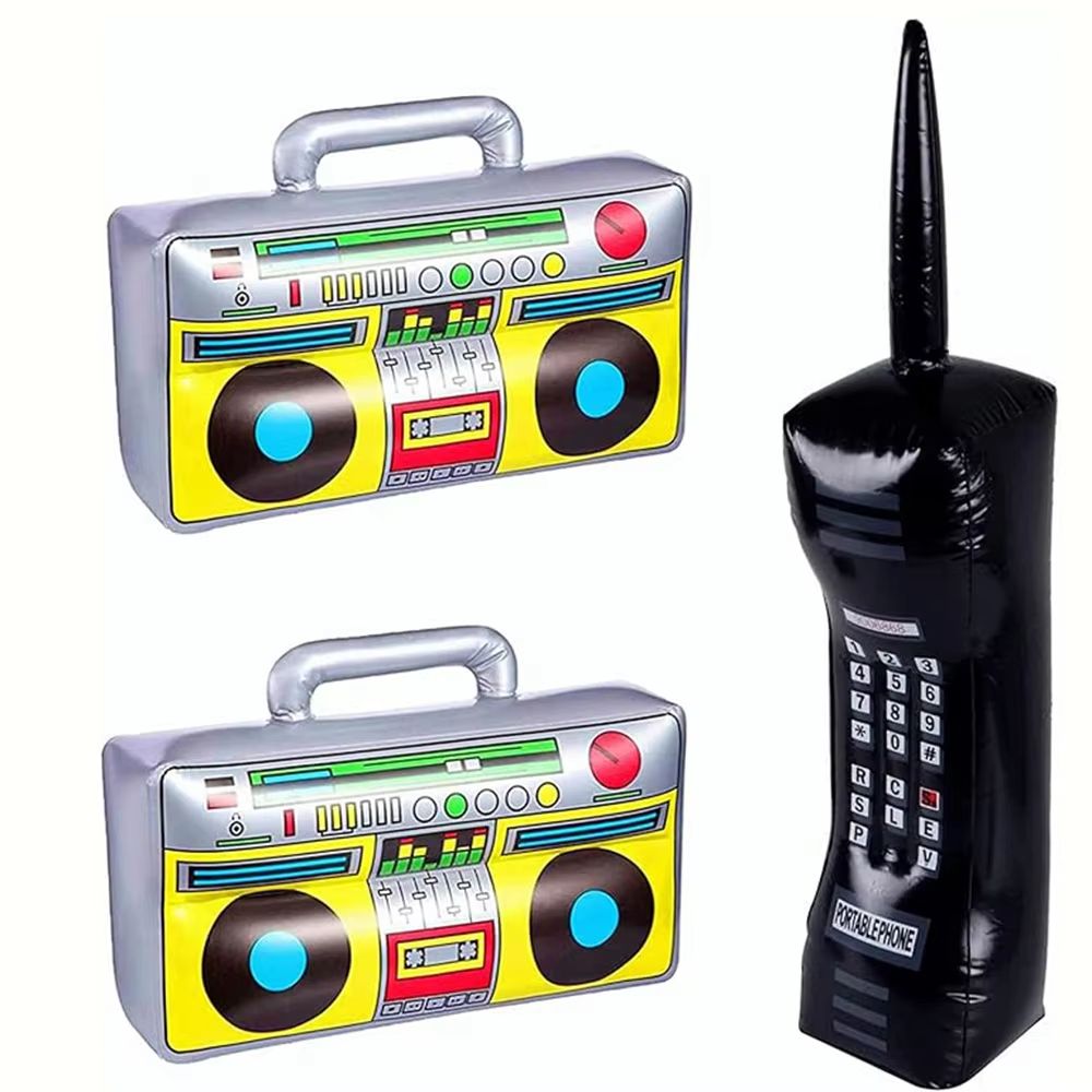 RetroWave 90s Inflatable Radio Phone Prop Set 2Pack HipHop Theme Party Decorations 4
