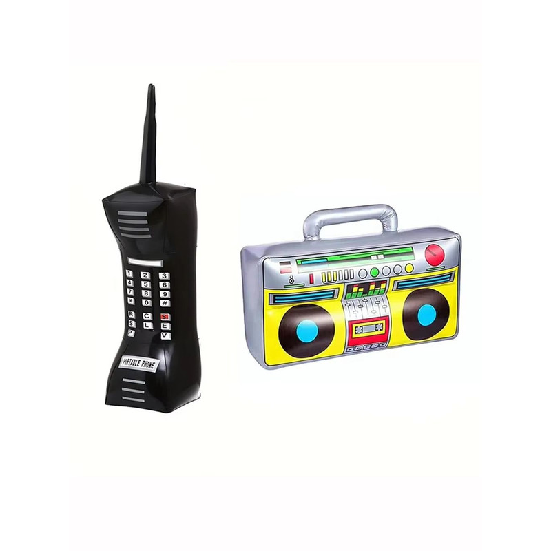 RetroWave 90s Inflatable Radio Phone Prop Set 2Pack HipHop Theme Party Decorations 6
