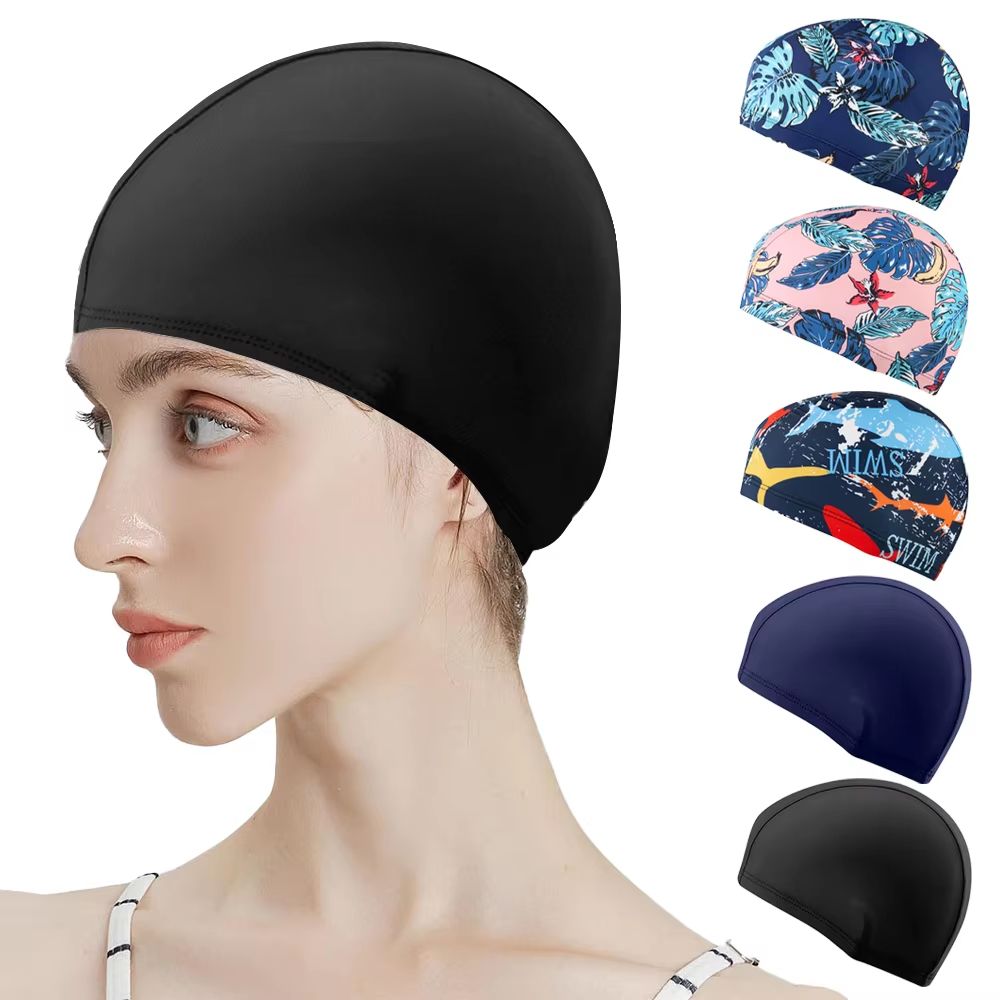 HydroFlex Adult Polyester Swim Cap HighStretch Fabric Bathing Hat For Pool Travel Leisure 0