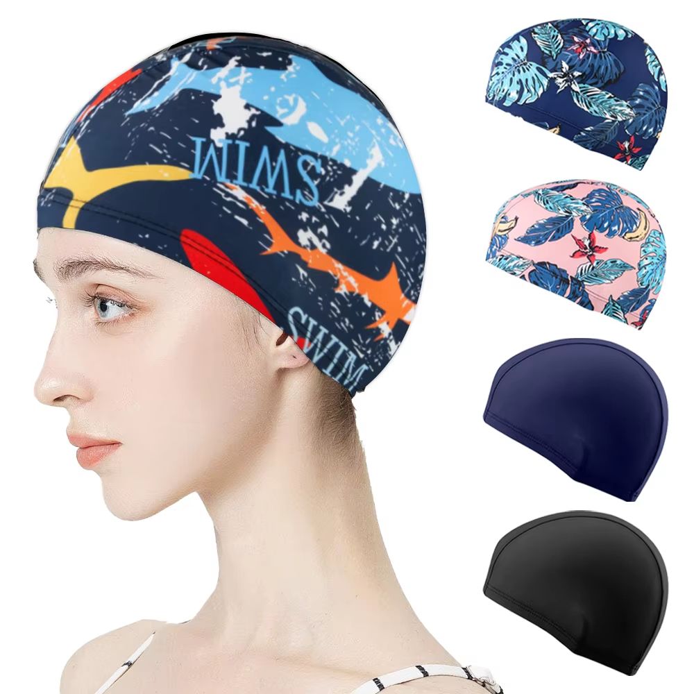 HydroFlex Adult Polyester Swim Cap HighStretch Fabric Bathing Hat For Pool Travel Leisure 1