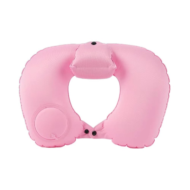 PressEase Inflatable Travel Neck Pillow Compact PresstoInflate Cushion With Detachable Cover For T 6