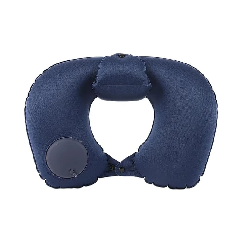 PressEase Inflatable Travel Neck Pillow Compact PresstoInflate Cushion With Detachable Cover For T 7
