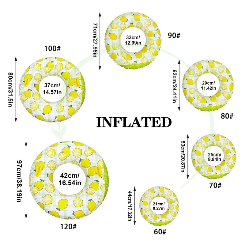 LemonSplash Inflatable Underarm Hoop Lemon Print Inflatable Pool Beach Floating Ring 4