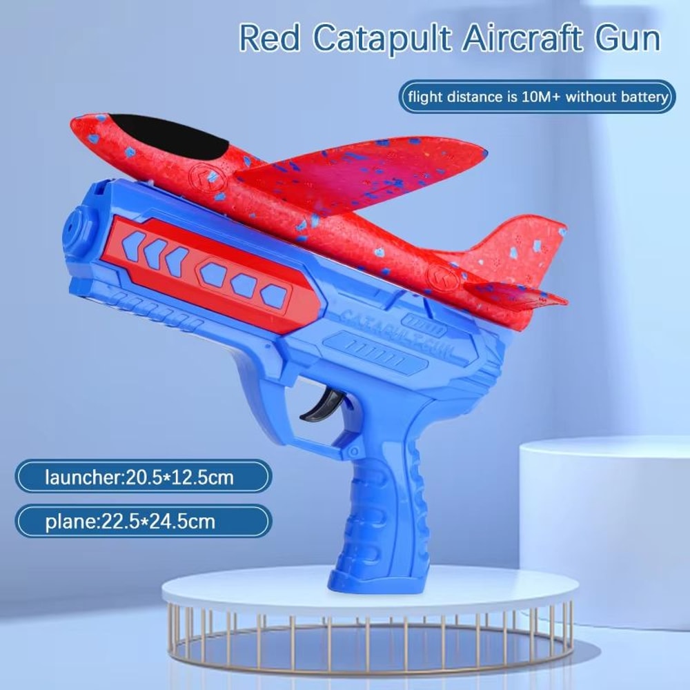 SkyBolt Foam Plane Launcher Set Outdoor Catapult Gun With Foam Airplane For Kids 6