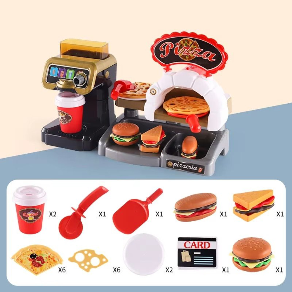 MiniDiner RolePlay Fast Food Kitchen Set Cashier Burger Fries Station For Kids 12