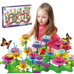 bloombuilder diy flower garden blocks playset – creative floral garden building toy for kids & parents