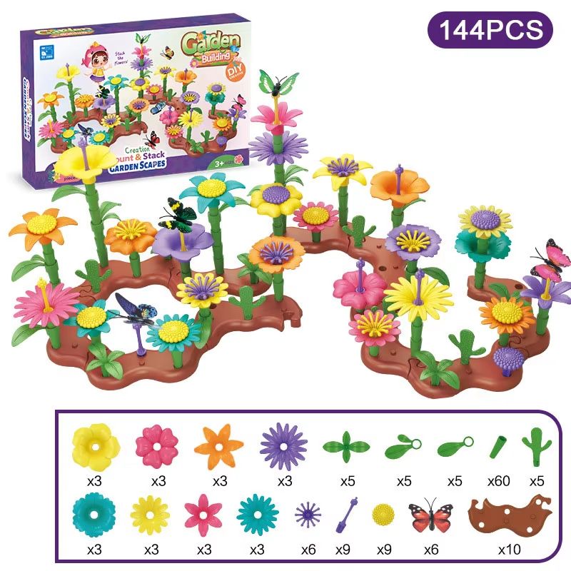 BloomBuilder DIY Flower Garden Blocks Playset Creative Floral Garden Building Toy For Kids Parent 9