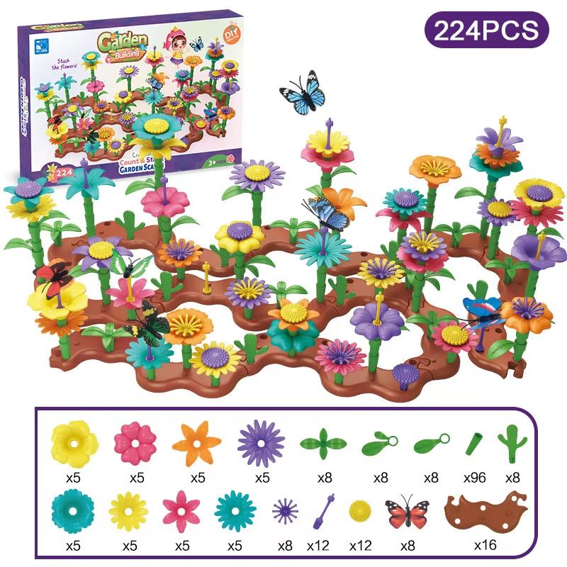 BloomBuilder DIY Flower Garden Blocks Playset Creative Floral Garden Building Toy For Kids Parent 10