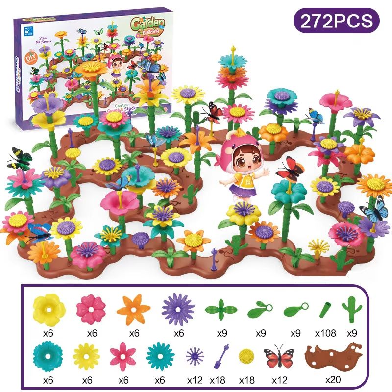 BloomBuilder DIY Flower Garden Blocks Playset Creative Floral Garden Building Toy For Kids Parent 11