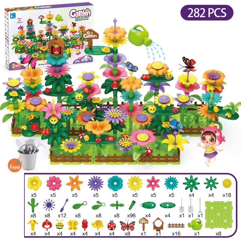 BloomBuilder DIY Flower Garden Blocks Playset Creative Floral Garden Building Toy For Kids Parent 6