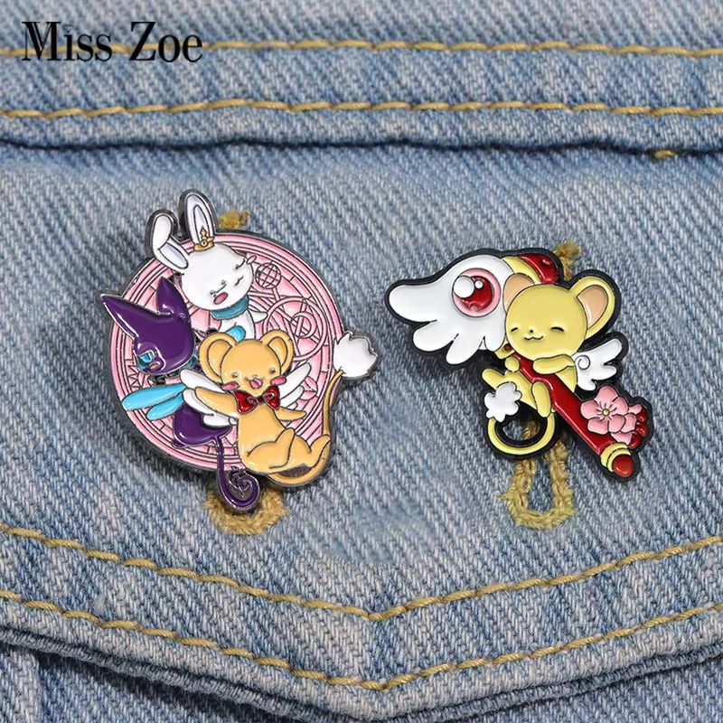 MINISO Magical Girl Enamel Pins Cute Bunny And Bear Lapel Brooch Gift Set 1