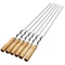 6 Piece Extra Long BBQ Skewers With Wooden Handles Stainless Steel Shish Kebab Grill Sticks 0