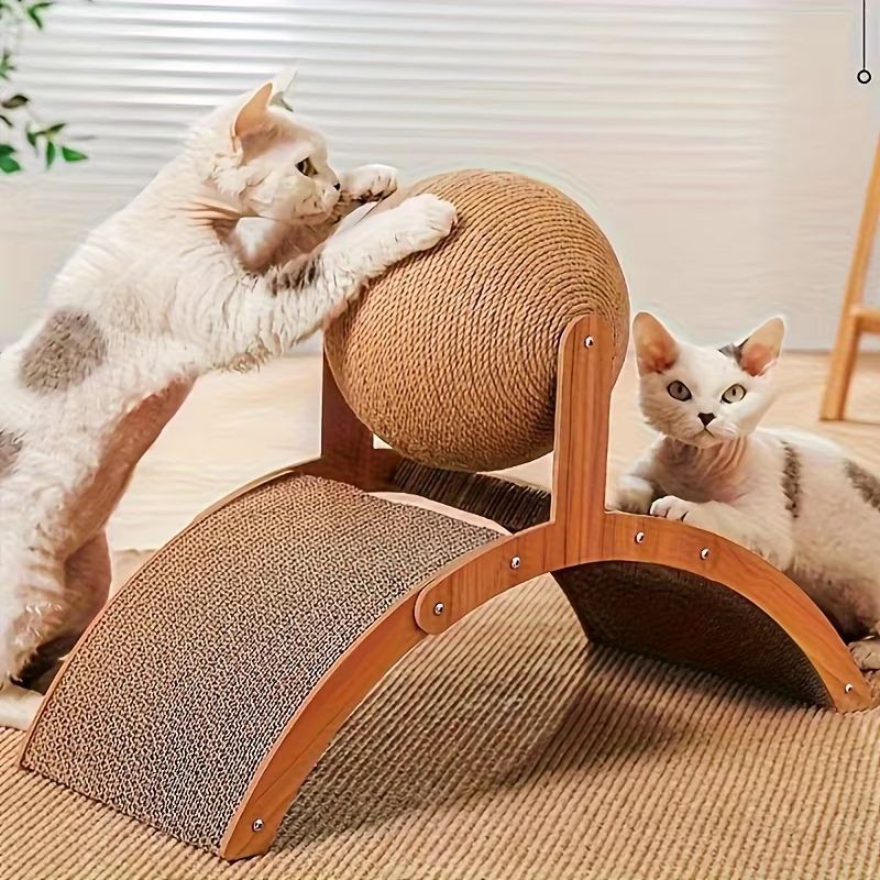 Vertical Cat Scratching Ball Board Toy With Corrugated Column 0