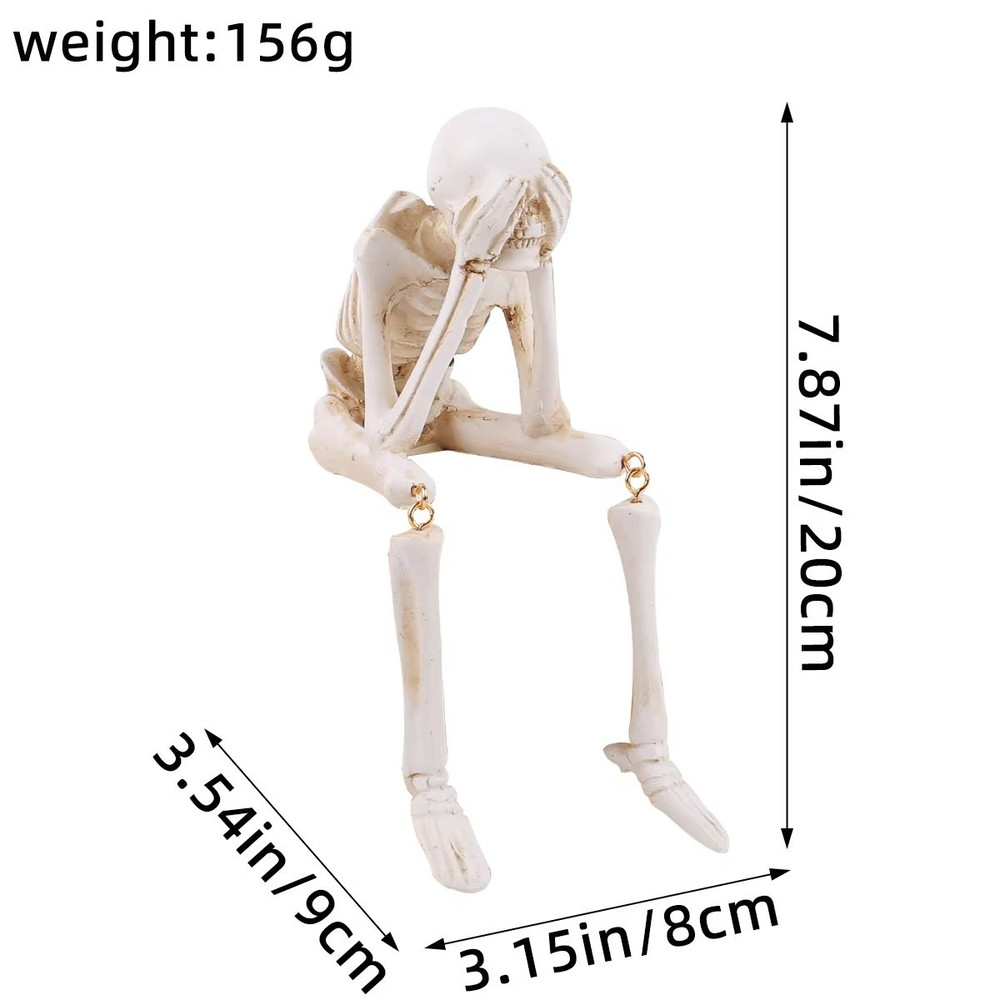 Realistic Resin See No Evil Speak No Evil Hear No Evil Skeleton Figurine Set 7