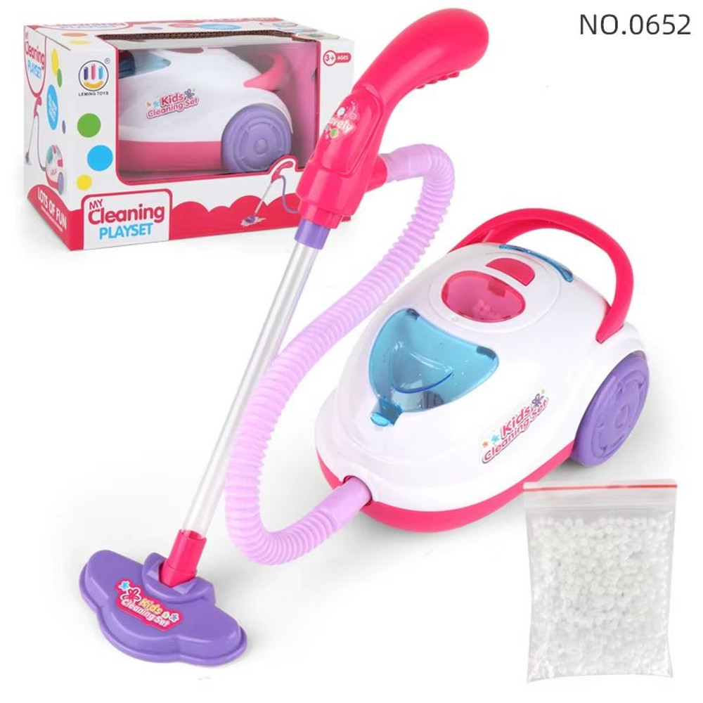 Kids Electric Pretend Vacuum Cleaner Toy With Lights And Broom Set 0