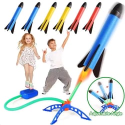 kids air rocket foot pump launcher outdoor stomp rocket play set
