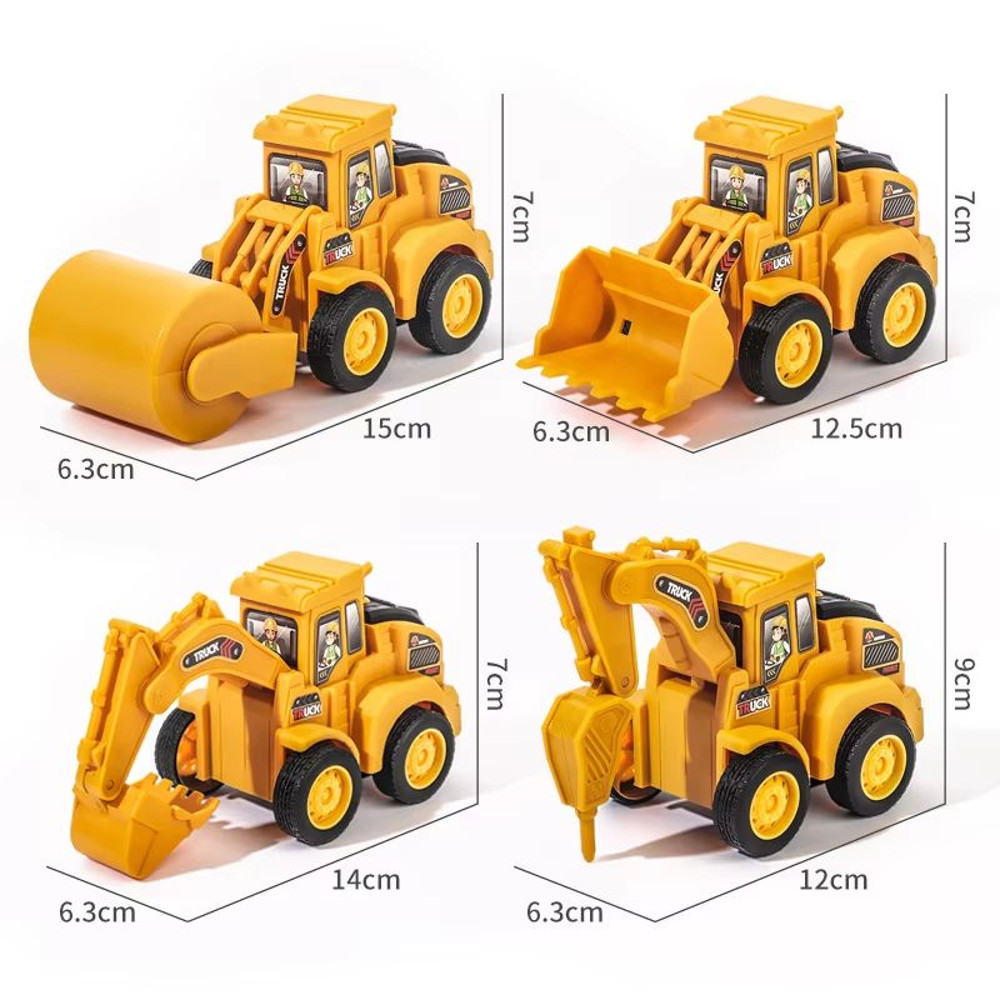 PressAndGo Construction Vehicle Toy Excavator And Bulldozer Sliding Car For Kids 1