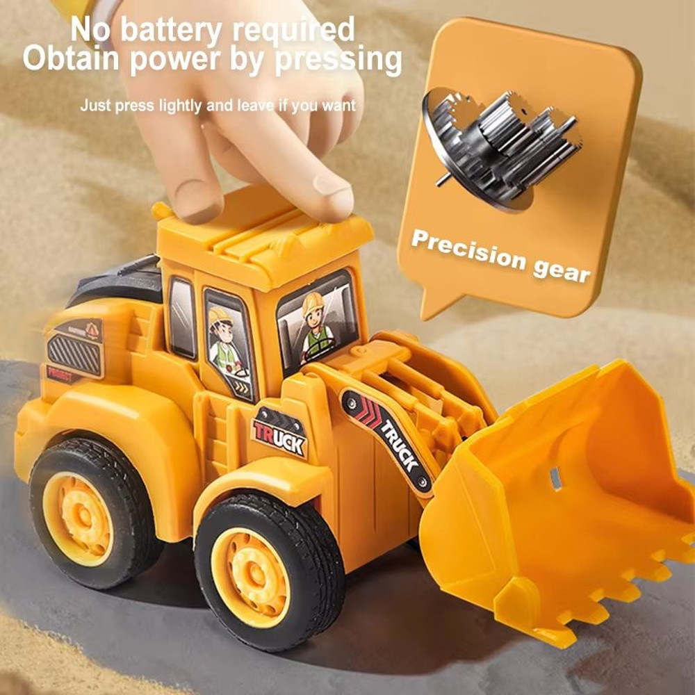 PressAndGo Construction Vehicle Toy Excavator And Bulldozer Sliding Car For Kids 3