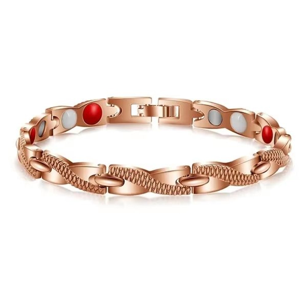 Vintage Copper Magnetic Bracelet For Men Pain Relief Therapy Link Chain With Double Row Magnets 21