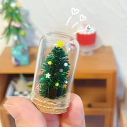 miniature glass christmas tree dollhouse decor bottle model
