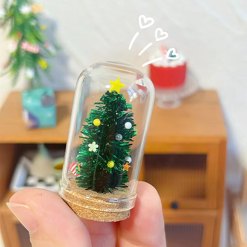 Miniature Glass Christmas Tree Dollhouse Decor Bottle Model 0