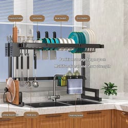 stainless steel kitchen sink storage & draining rack